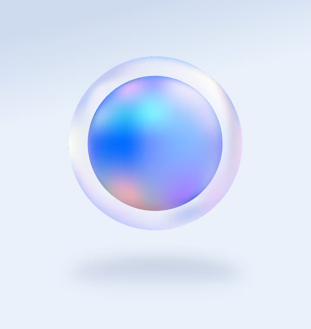 A large colorful orb within a silver ring, representing ChartMogul AI.