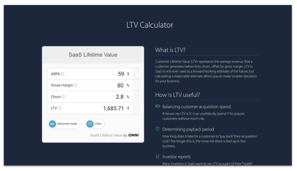 LTV Calculator Screenshot