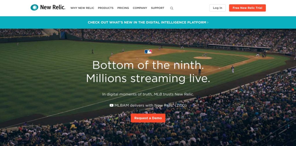New Relic landing page