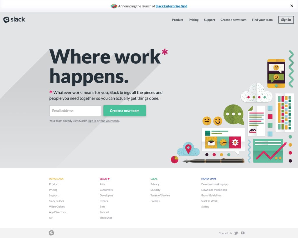 Slack landing page