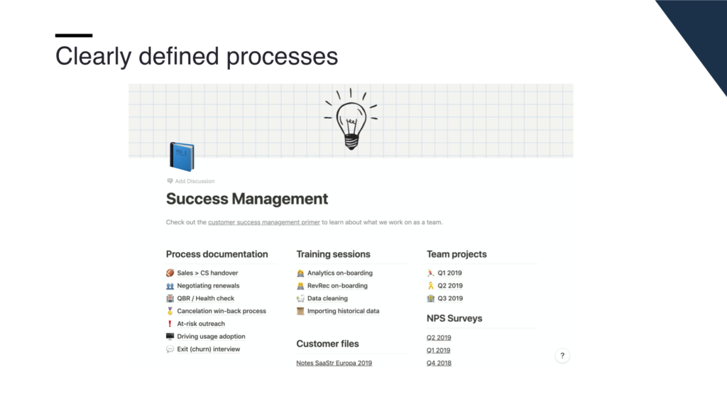 Our Notion board captures every piece of knowledge around customer success.