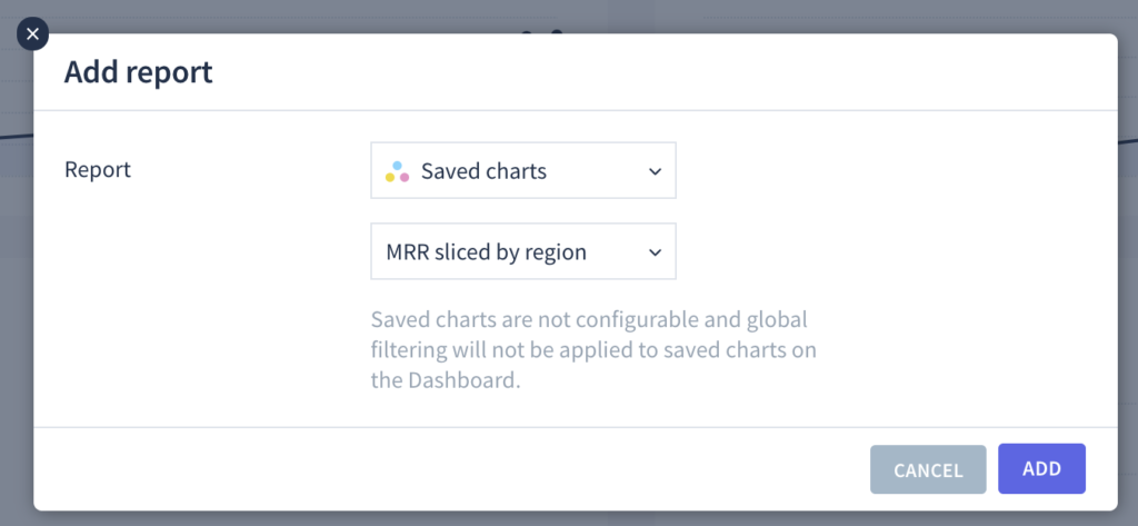 Adding a saved chart to your ChartMogul dashboard