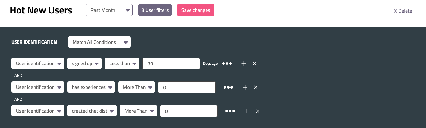 Tracking experiences created allows Userpilot to identify the most-engaged PQLs