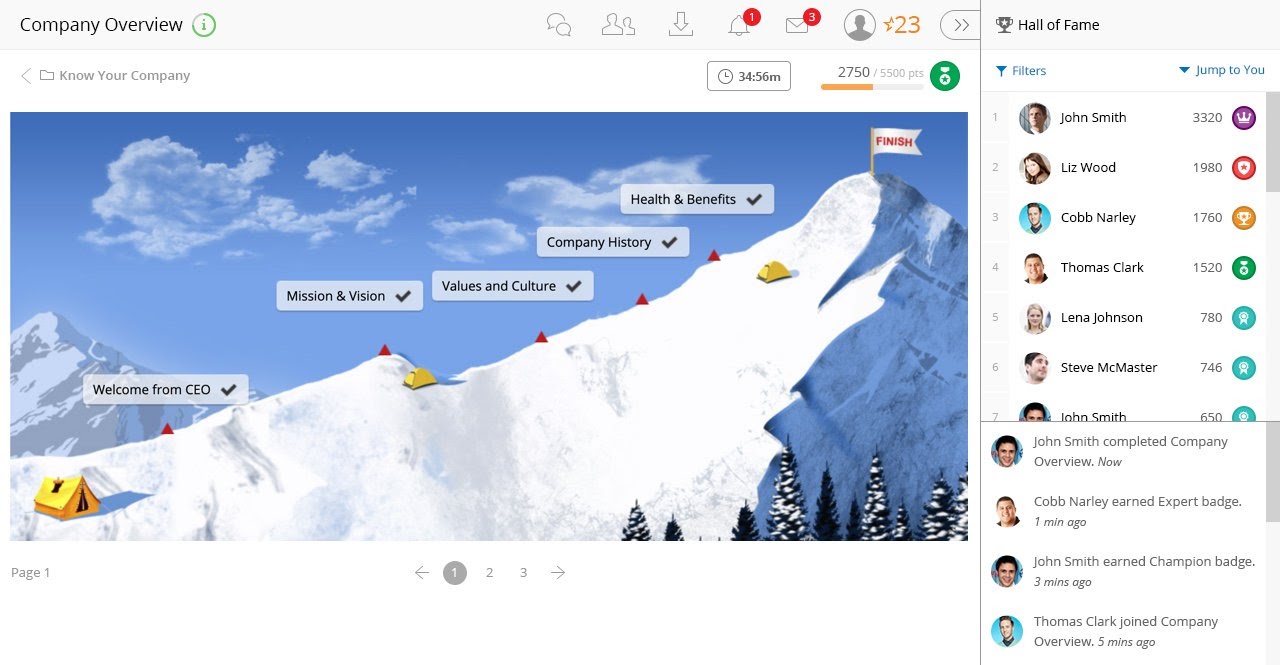 Example of point system/gamification from MindTickle’s platform. 