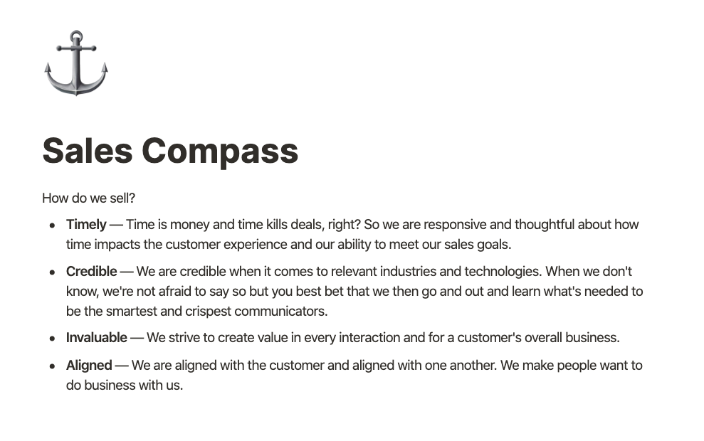 ChartMogul's Sales Compass drives our sales ethics