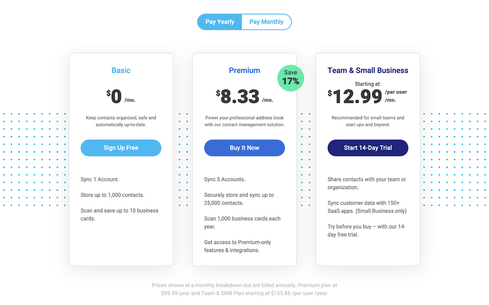 Contacts+ pricing