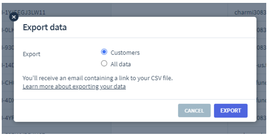 Export data option
